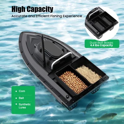 Bateau amorceur de pêche noir à GPS – image 2