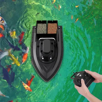 Bateau amorceur de pêche noir à GPS – image 3