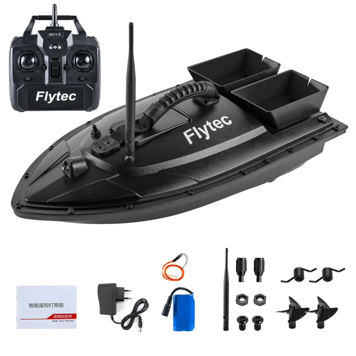 Bateau d'amorçage télécommandé noir