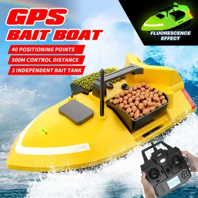 Bateau d'appâts télécommandé en ABS jaune