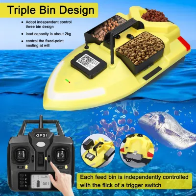 Bateau d'appâts télécommandé en ABS jaune – image 2