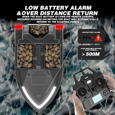 Bateau d'appâts télécommandé GPS, noir – image 2