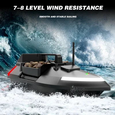 Bateau d'appâts télécommandé GPS, noir – image 3