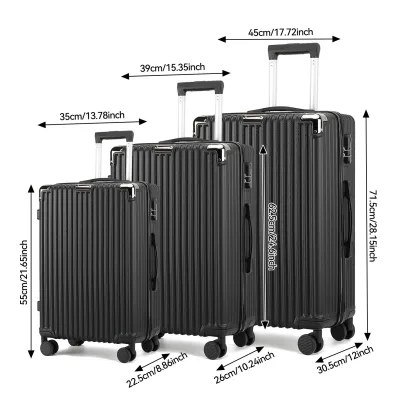Ensemble de 3 valises noires en ABS – image 2