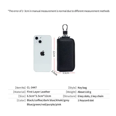 Étui à clés zippé en cuir véritable – image 2