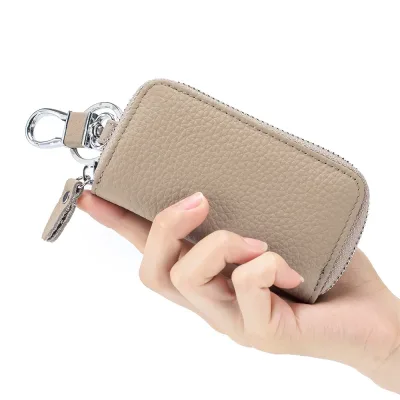 Étui à clés zippé en cuir véritable – image 3