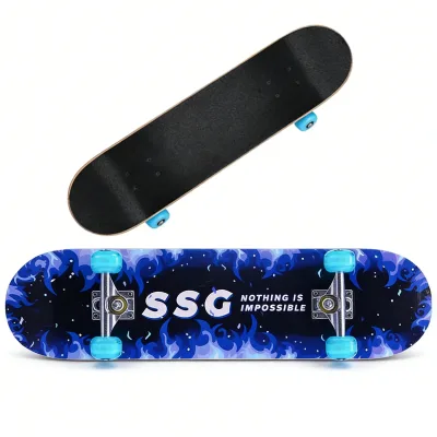 Skateboard complet bleu, érable 7 couches