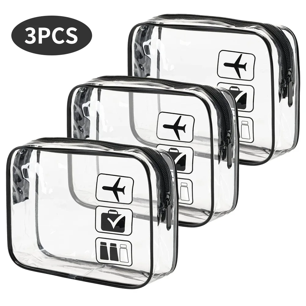 Trousses de toilette transparentes, 3 pièces