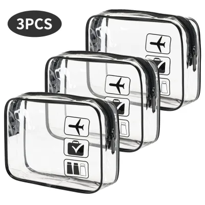Trousses de toilette transparentes, 3 pièces