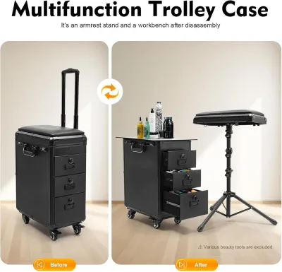 Valise de maquillage noire à 3 tiroirs – image 2