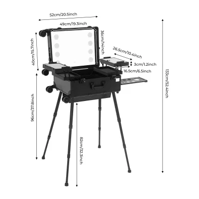 Valise maquillage roulante miroir LED – image 2